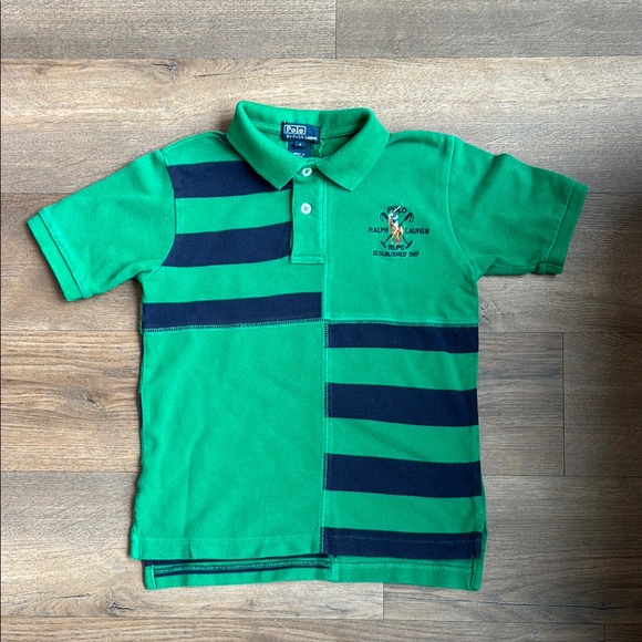 Polo by Ralph Lauren Boys Green and Blue Striped Polo Size 6 - Picture 1 of 7